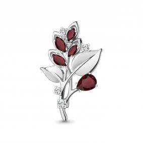 Серебряная брошь AQUAMARINE А7751603А с фианитом и гранатом А7751603А фото