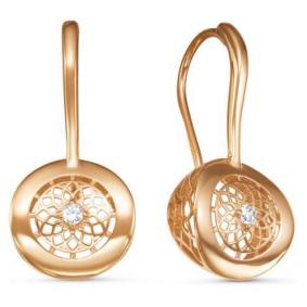 Золотые серьги Красносельский ювелир АСд812-3435 с фианитом АСд812-3435 фото