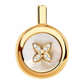 Золотая подвеска BERGER Б030114п с фианитом и перламутром Б030114п фото