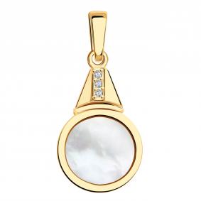 Золотая подвеска BERGER Б030144п с фианитом и перламутром Б030144п фото
