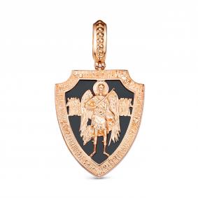 Золотая подвеска-иконка Великомученик Георгий Победоносец BERGER с ониксом Б030157 Б030157 фото