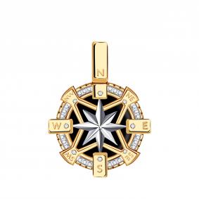 Золотая подвеска BERGER Б030158 с фианитом и ониксом Б030158 фото