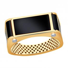 Золотое кольцо BERGER Б040003 с фианитом и ониксом Б040003 фото