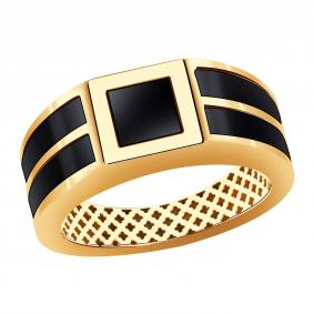 Золотое кольцо BERGER Б040010 с ониксом и эмалью Б040010 фото