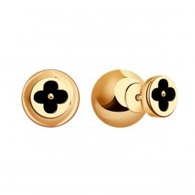 Золотые серьги BERGER Б050140 с ониксом Б050140 фото