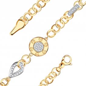 Золотой браслет BERGER Б070218 с фианитом и ониксом Б070218 фото