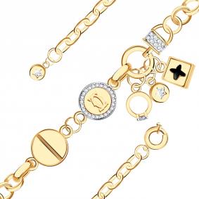 Золотой браслет BERGER Б070227 с фианитом и ониксом Б070227 фото