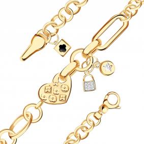 Золотой браслет BERGER Б070236 с фианитом и ониксом Б070236 фото