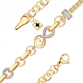 Золотой браслет BERGER Б070238 с фианитом и ониксом Б070238 фото