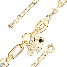 Золотой браслет BERGER Б070243 с фианитом и ониксом Б070243 фото