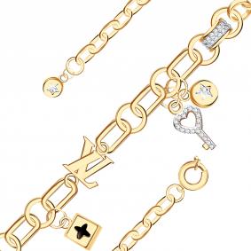 Золотой браслет BERGER Б070246 с фианитом и ониксом Б070246 фото