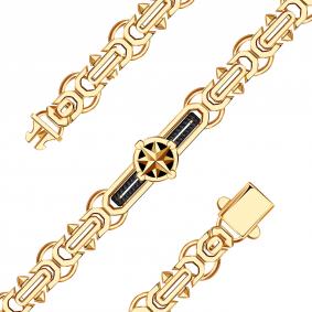 Золотой браслет BERGER Б070412ч с фианитом и ониксом Б070412ч фото