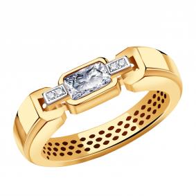 Золотое кольцо BERGER с бриллианитом и фианитом Б111062 Б111062 фото