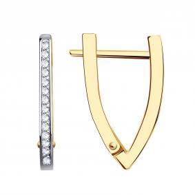 Золотые серьги BERGER Б120209 с фианитом Б120209 фото