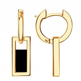 Золотые серьги BERGER Б120233 с ониксом Б120233 фото