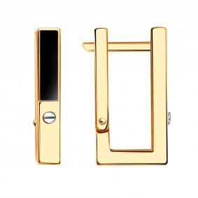 Золотые серьги BERGER Б120292 с ониксом Б120292 фото