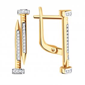 Золотые серьги BERGER Б120360 с фианитом Б120360 фото