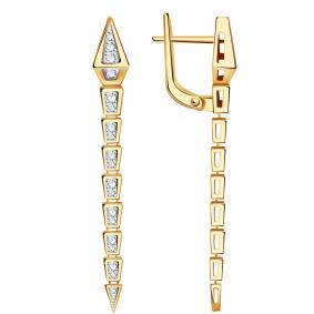 Золотые серьги Символ года Змея BERGER с фианитом Б120361 Б120361 фото