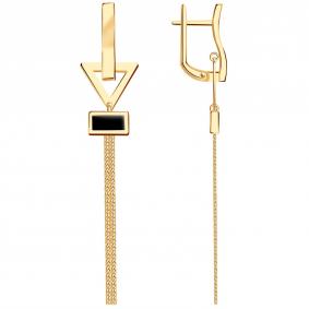 Золотые серьги BERGER Б120364 с ониксом Б120364 фото