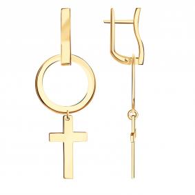 Золотые серьги-трансформеры Крест BERGER Б120381 Б120381 фото