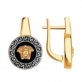 Золотые серьги BERGER Б120415 с ониксом Б120415 фото