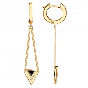 Золотые серьги BERGER Б120436 с ониксом Б120436 фото