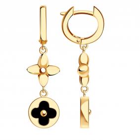 Золотые серьги BERGER Б120438 с ониксом Б120438 фото