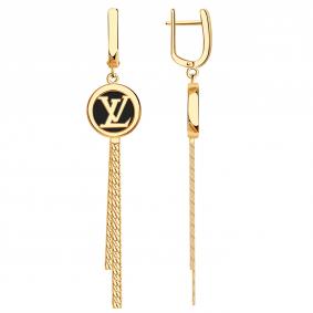 Золотые серьги BERGER Б120443-1 с ониксом Б120443-1 фото