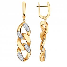 Золотые серьги BERGER Б120450 с фианитом Б120450 фото