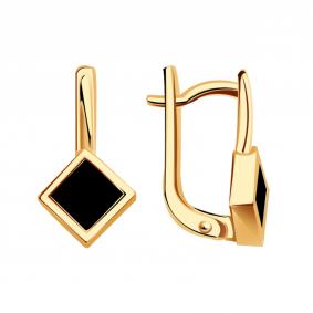 Золотые серьги BERGER Б120523-1 с ониксом Б120523-1 фото