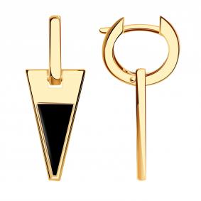 Золотые серьги-трансформеры BERGER с ониксом Б120593 Б120593 фото