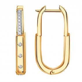 Золотые серьги BERGER Б120653 с фианитом Б120653 фото