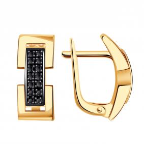 Золотые серьги BERGER Б120680ч с фианитом Б120680ч фото