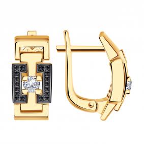 Золотые серьги BERGER Б120684ч с фианитом Б120684ч фото