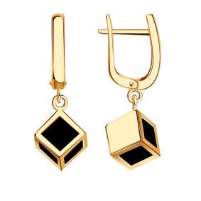 Золотые серьги BERGER Б120717 с ониксом Б120717 фото