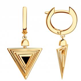 Золотые серьги BERGER Б120840-1 с ониксом Б120840-1 фото