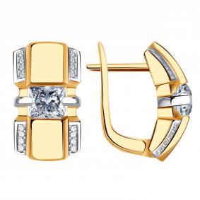 Золотые серьги BERGER Б121020 с фианитом Б121020 фото