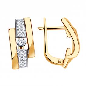 Золотые серьги BERGER с танцующим фианитом Б121176 Б121176 фото