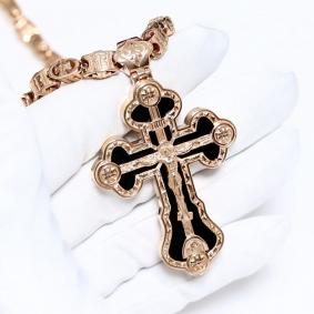 Золотое колье-крест BERGER с ониксом Б770297 Б770297 фото