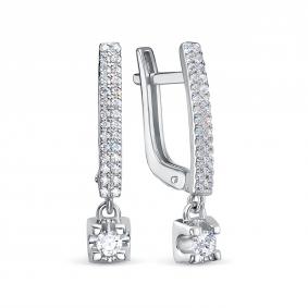 Серьги из белого золота BERGER ББ121086 с фианитом ББ121086 фото