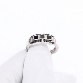 Кольцо из белого золота BERGER ББР110770Бч с ониксом и чёрным бриллиантом ББР110770Бч фото