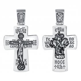 Подвеска-крест Святой Георгий Победоносец из черненого серебра Иордань БМ-КР-392 БМ-КР-392 фото