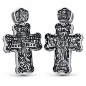 Подвеска-крест Распятия Спасителя из черненого серебра Иордань БМ-КР-433 БМ-КР-433 фото