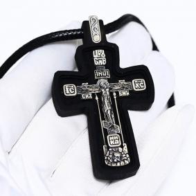 Православная подвеска-крест из черненого серебра Иордань с Эбен БМ-КРД-035 БМ-КРД-035 фото