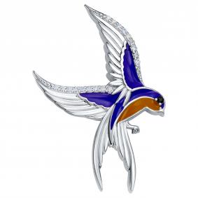 Серебряная брошь Высоковы 585 БРШ-2-Р с фианитом и шпинелью БРШ-2-Р фото