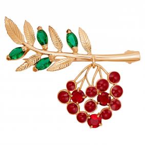 Брошь из золочёного серебра Высоковы 585 БРШ-3-П с фианитом БРШ-3-П фото