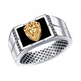 Кольцо из белого золота BERGER Бб040044ч с фианитом и ониксом Бб040044ч фото