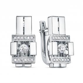 Серьги из белого золота BERGER Бб121156 с фианитом Бб121156 фото