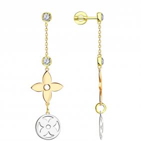 Серьги из лимонного золота BERGER Бл050096 с фианитом Бл050096 фото