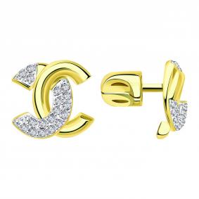 Серьги из лимонного золота BERGER Бл050119 с фианитом Бл050119 фото